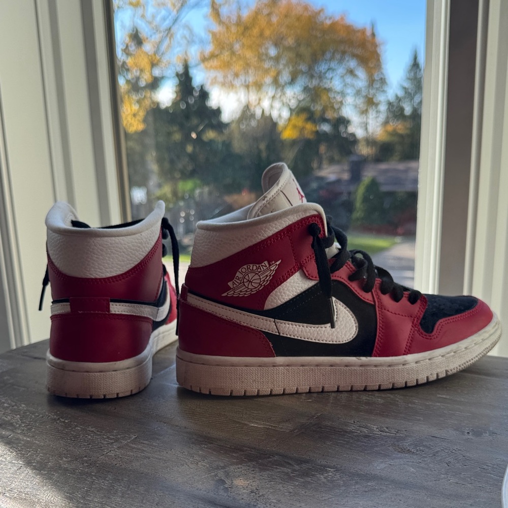 Nike Air Jordan 1 Mid Gym Red and Black High Tops